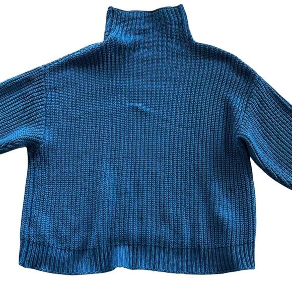 Free People Chunky Knit Blue Sweater Small - Picture 3 of 4